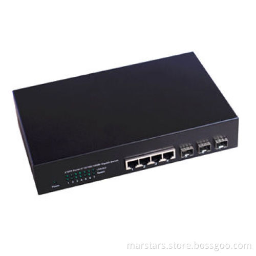 4 Ports Gigabit + 3 SFP Slot Web Management Fiber Switch
